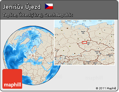 Shaded Relief Location Map of Jenišŭv Újezd