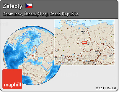 Shaded Relief Location Map of Zálezly