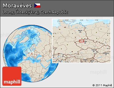 Shaded Relief Location Map of Moravěves
