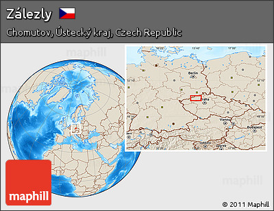 Shaded Relief Location Map of Zálezly