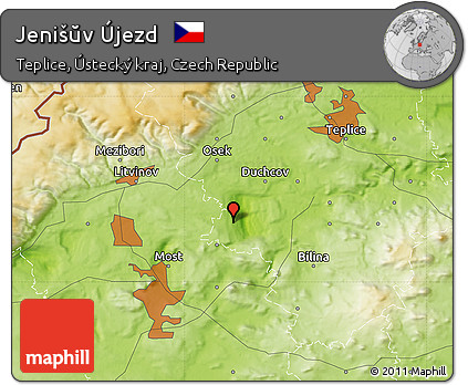 Physical Map of Jenišŭv Újezd