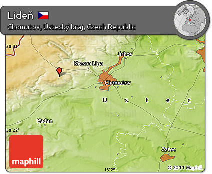 Physical Map of Lideň