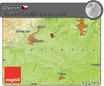 Physical Map of Okořín