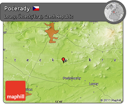 Physical Map of Počerady