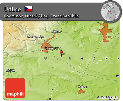 Physical Map of Údlice