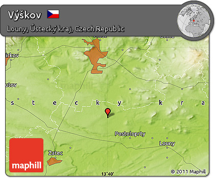 Physical Map of Výškov