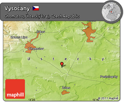 Physical Map of Vysočany