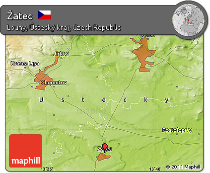 Physical Map of Žatec