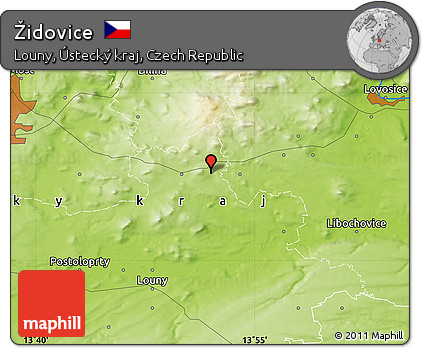 Physical Map of Židovice