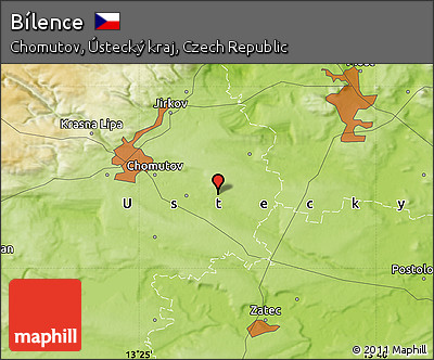 Physical Map of Bílence