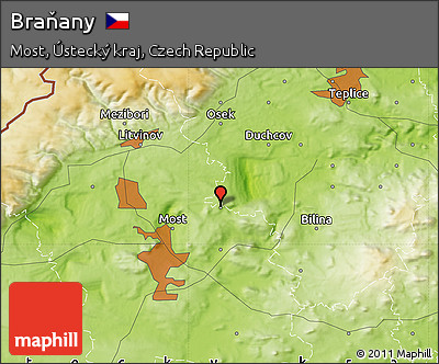 Physical Map of Braňany
