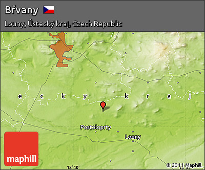 Physical Map of Břvany