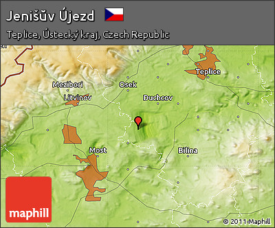 Physical Map of Jenišŭv Újezd