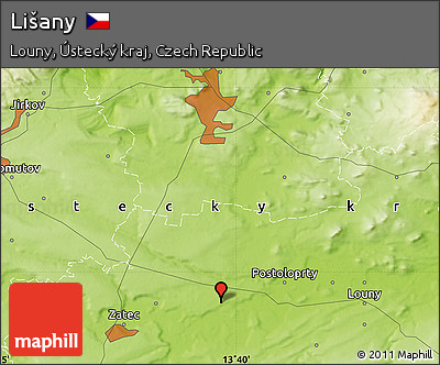 Physical Map of Lišany