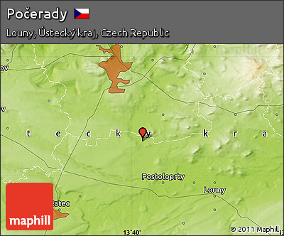 Physical Map of Počerady