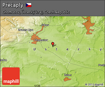 Physical Map of Přečaply