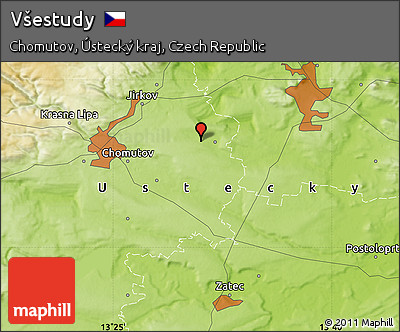 Physical Map of Všestudy