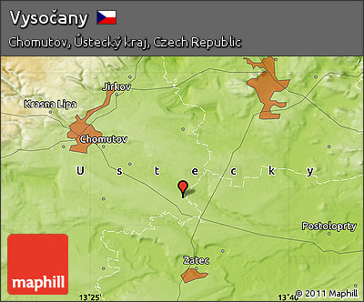 Physical Map of Vysočany