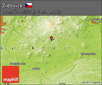 Physical Map of Židovice