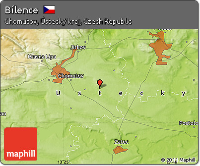 Physical Map of Bílence