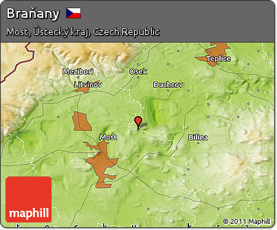 Physical Map of Braňany