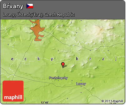 Physical Map of Břvany