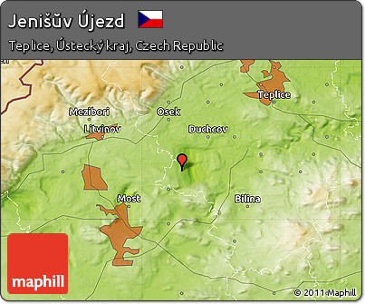 Physical Map of Jenišŭv Újezd