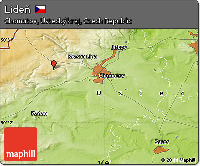 Physical Map of Lideň