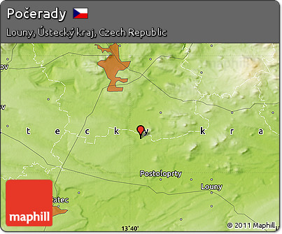 Physical Map of Počerady