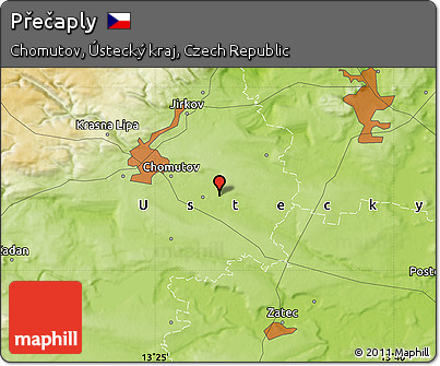 Physical Map of Přečaply