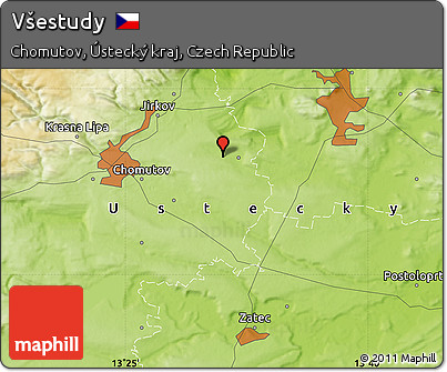 Physical Map of Všestudy