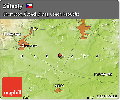 Physical Map of Zálezly