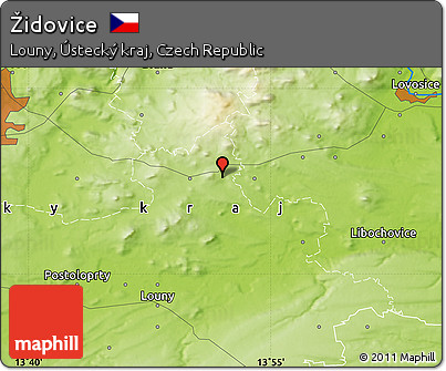 Physical Map of Židovice
