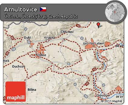 Shaded Relief Map of Arnultovice