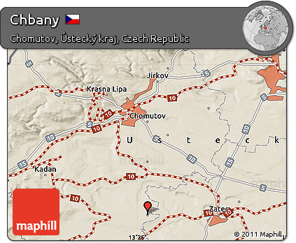 Shaded Relief Map of Chbany