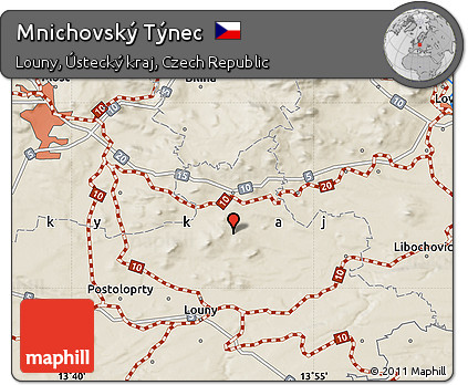 Shaded Relief Map of Mnichovský Týnec