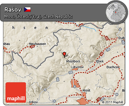 Shaded Relief Map of Rašov
