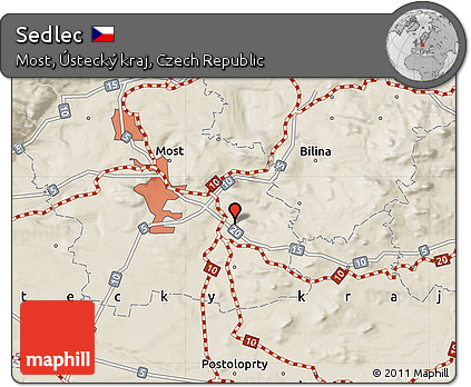 Shaded Relief Map of Sedlec