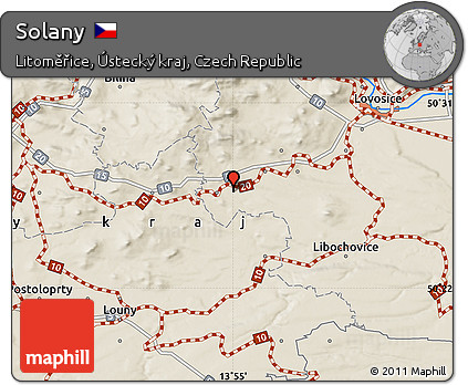 Shaded Relief Map of Solany