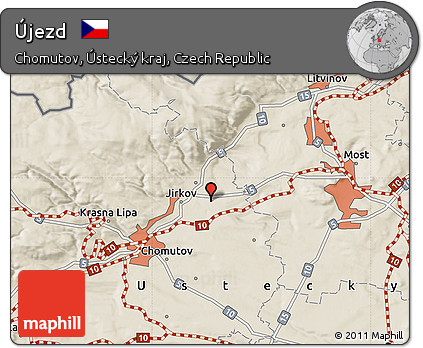 Shaded Relief Map of Újezd