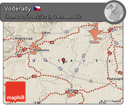 Shaded Relief Map of Voděrady