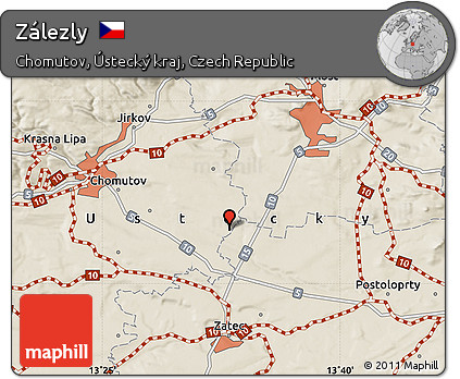 Shaded Relief Map of Zálezly