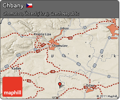Shaded Relief Map of Chbany