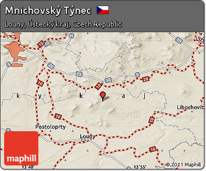 Shaded Relief Map of Mnichovský Týnec