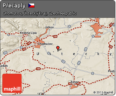 Shaded Relief Map of Přečaply