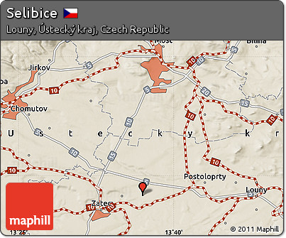 Shaded Relief Map of Selibice