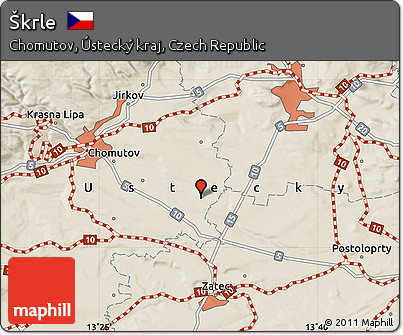 Shaded Relief Map of Škrle
