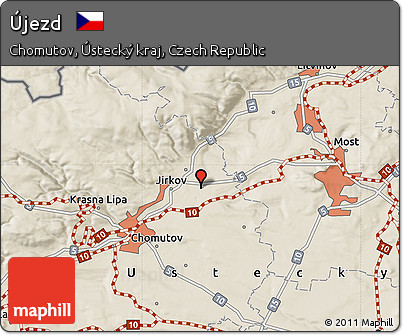 Shaded Relief Map of Újezd