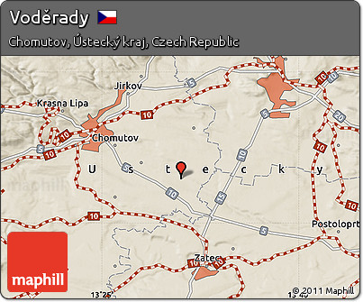 Shaded Relief Map of Voděrady
