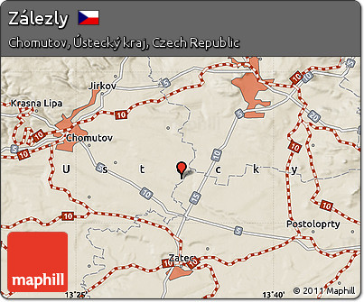 Shaded Relief Map of Zálezly